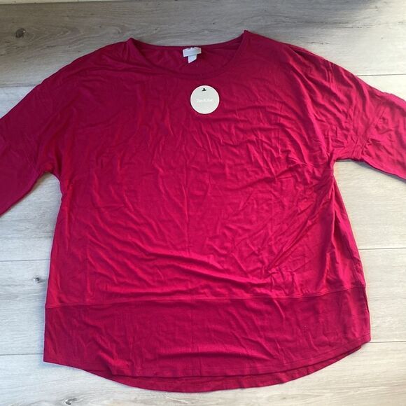 Zim & Zoe Plus Size Contrast Rib Scoop Neck Top Watermelon Size 18 Nwt - Picture 5 of 7